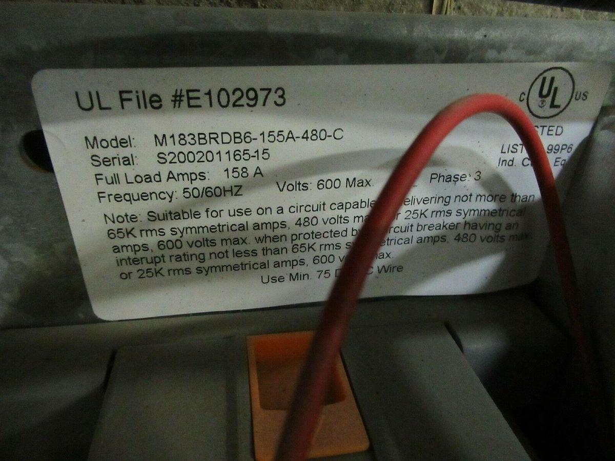 Used BENSHAW SOLID STATE SOFT STARTER M183BRDB6-155A-480-C 158 AMP 3 PHASE 600 VAC