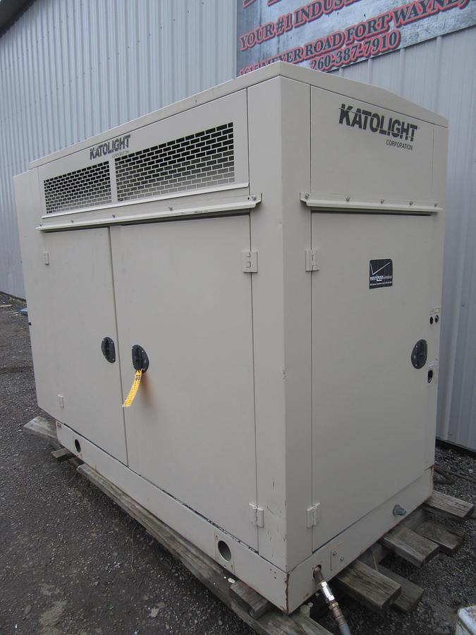 Used 30 KW NATURAL GAS PROPANE GENERATOR KATOLIGHT 120/240V RE-CONNECTABLE 114 HRS VIDEO WE SHIP