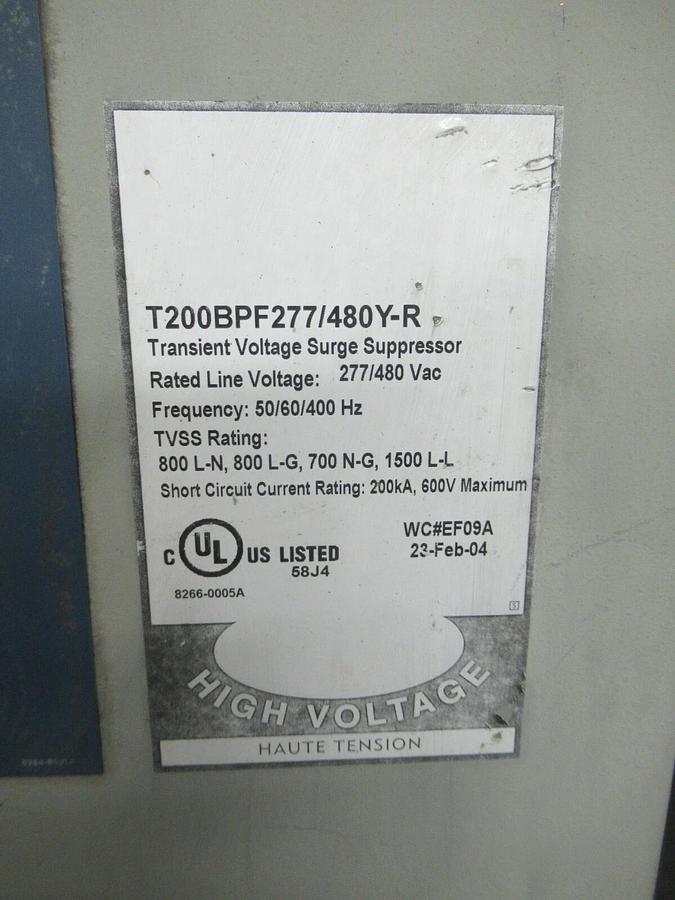 Used TITAN TRANSIENT VOLT SURGE SUPPRESSOR T200BPF / T200BPF277/480Y-R 277/480 VAC