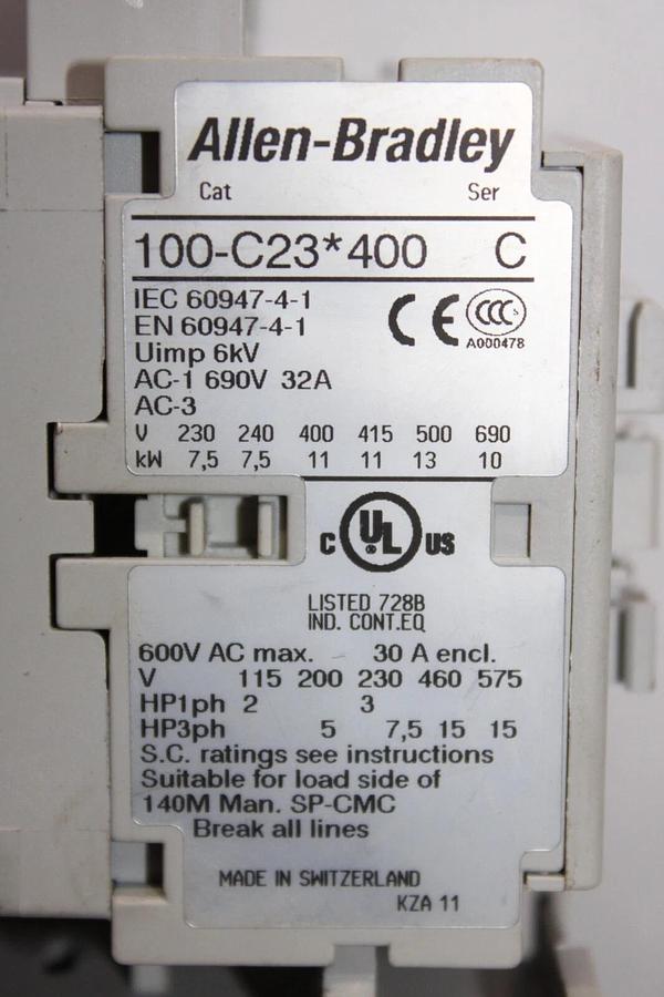 Used ALLEN BRADLEY STARTER 100-C23*400 W/ 193-T1AC25 600 VAC 30 AMP 15 HP *WARRANTY*