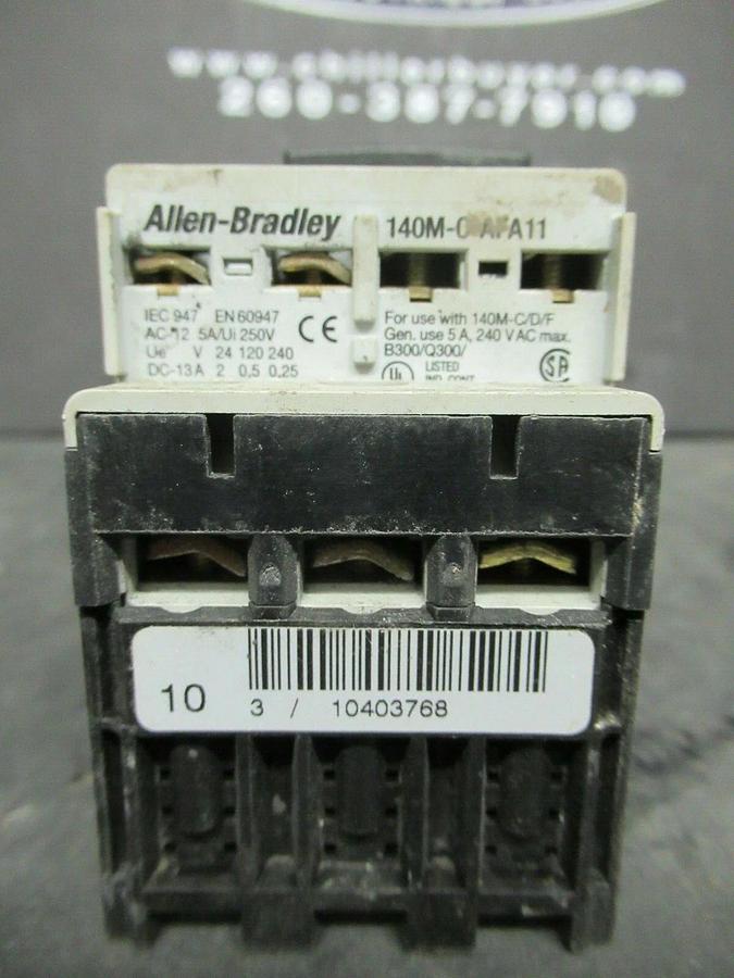 Used ALLEN BRADLEY MANUAL MOTOR START 140M-C2E-B10 SER. A 1 AMP 600 VAC 0.75 HP