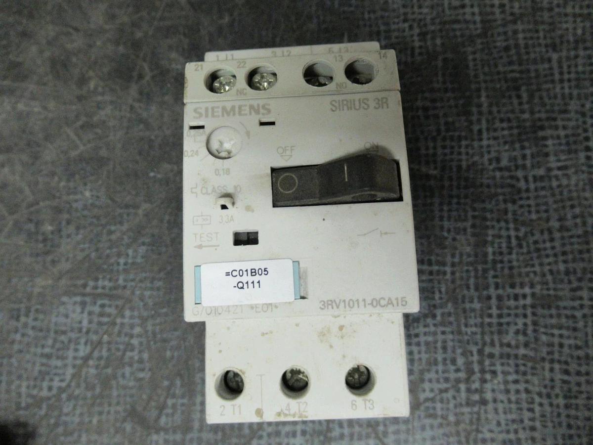 Used SIEMENS MANUAL MOTOR START 3RV1011-0CA15 600V 0.25A **WARRANTY INCLUDED**