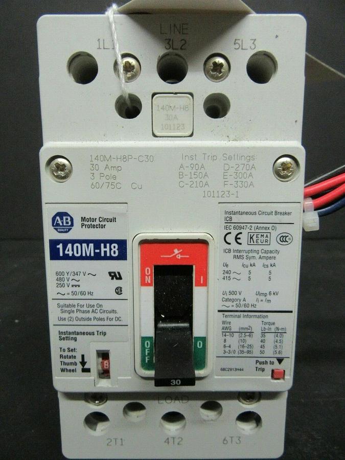 Used 30 AMP ALLEN BRADLEY BREAKER 140M-H8P-C30 3 POLE 480 VAC **WARRANTY INCLUDED**