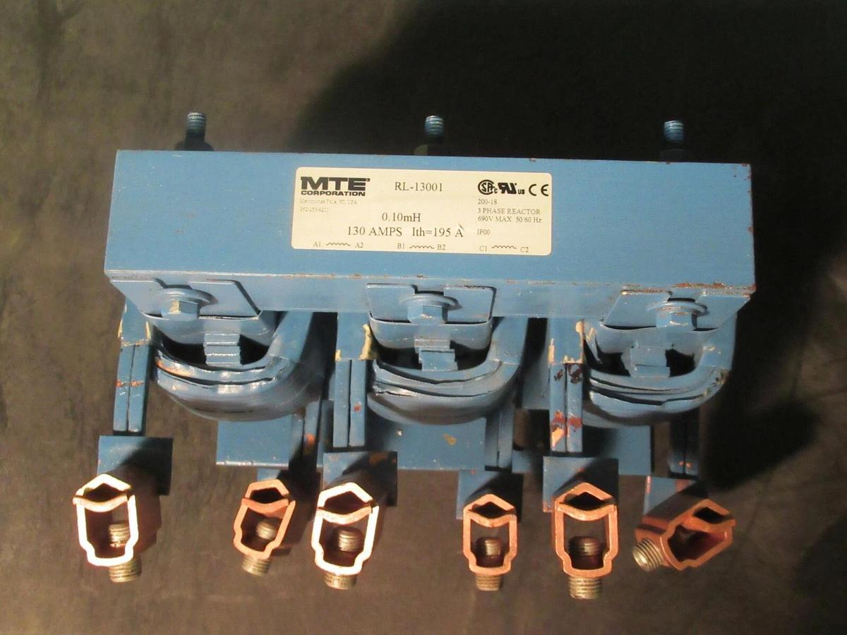 Used MTE CORPORATION 3 PH REACTOR CAT# RL-13001 P/N: 200-18 0.10 mH 130 AMP 600 V MAX