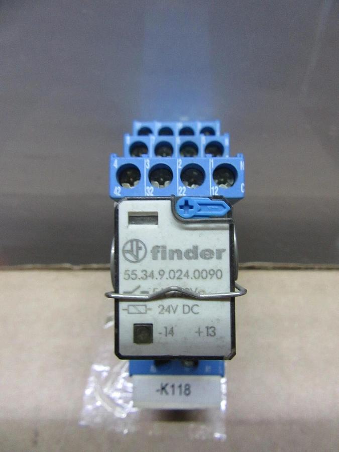 Used LOT OF 4 FINDER RELAY 55.34.9.024.0090 7 AMP 24 VDC W/ 94.04 BASE