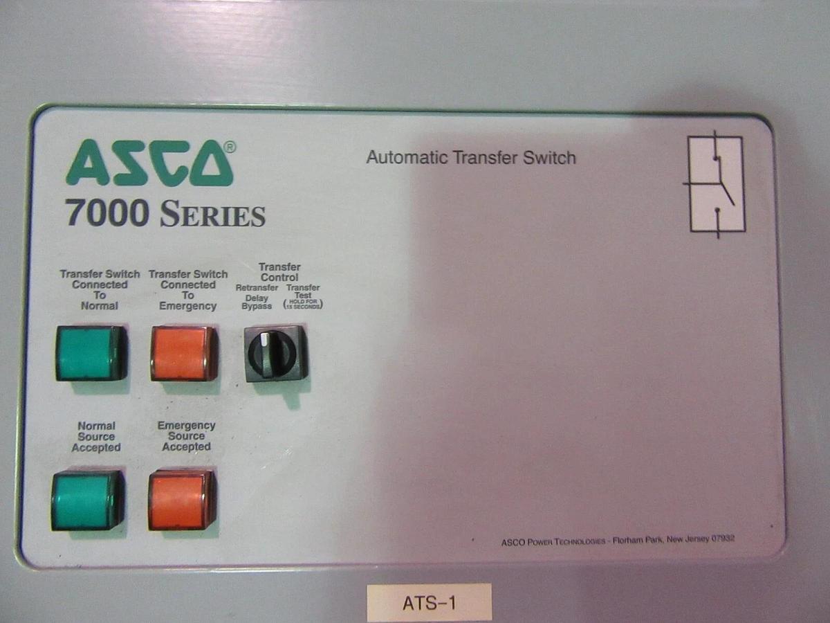 Used 150 AMP ASCO ATS AUTOMATIC TRANSFER SWITCH 480 VAC 3 PH D07ATSC30150N50C