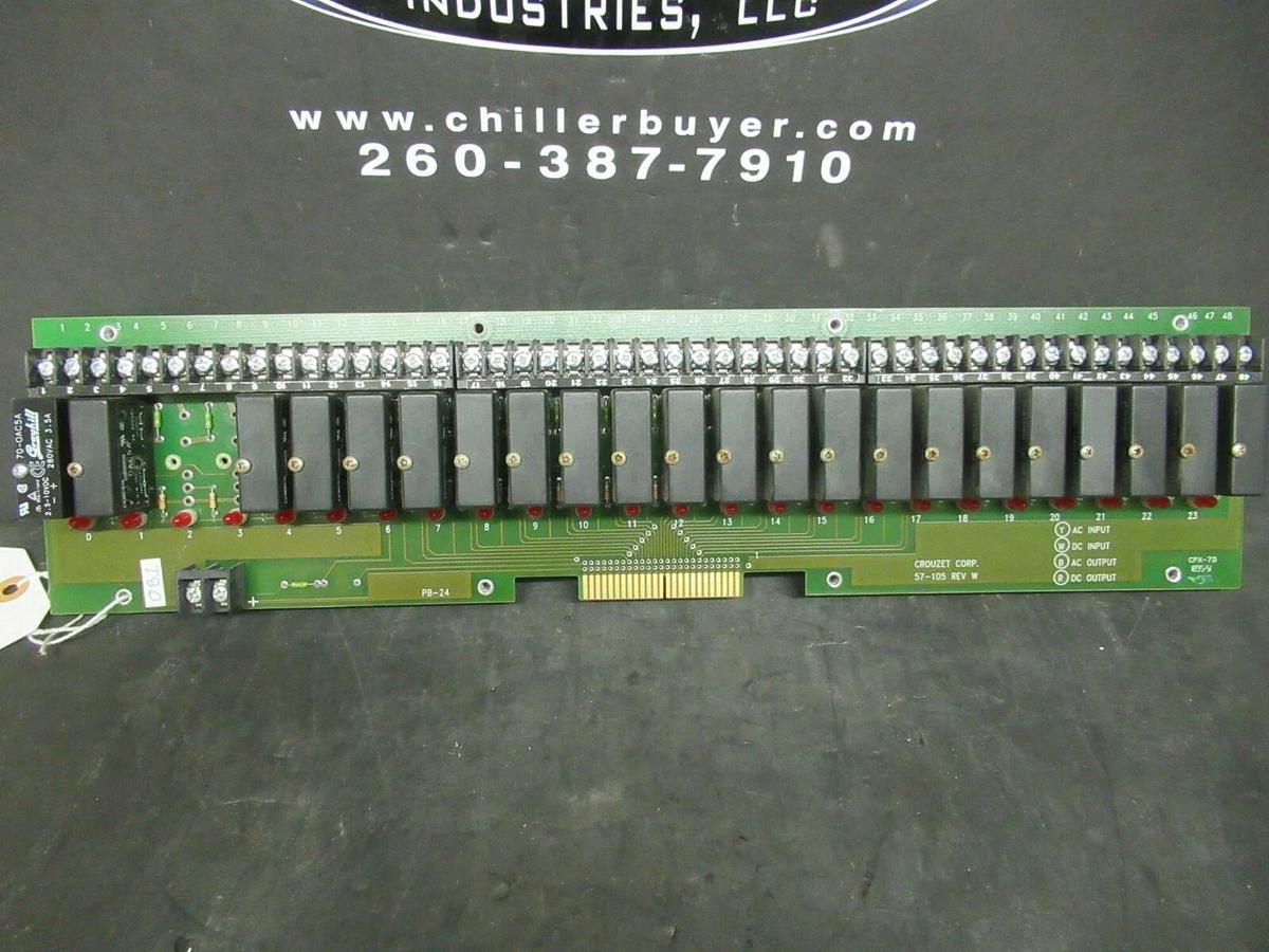 Used CROUZET SLOT RELAY CIRCUIT BOARD PB-24 57-105 REV W W/ TYCO OAC-5A RELAYS