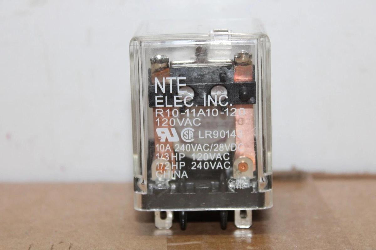 Used LOT OF 2 NTE ELECTRIC RELAY R10-11A10-120 240 VAC 10 AMP **WARRANTY**