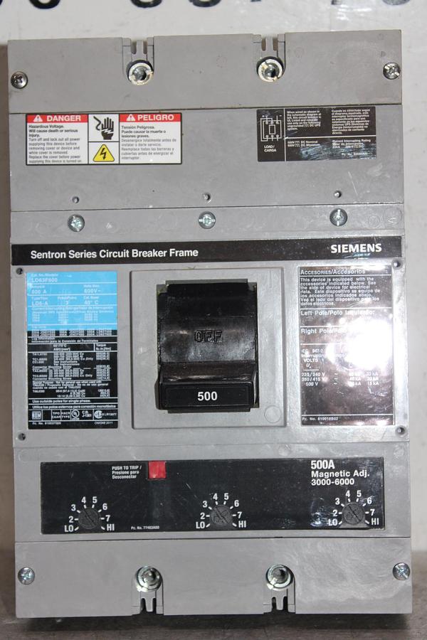 Used SQUARE D I-LINE CIRCUIT BREAKER FA36100 100 AMP 600 VOLT 3-POLE