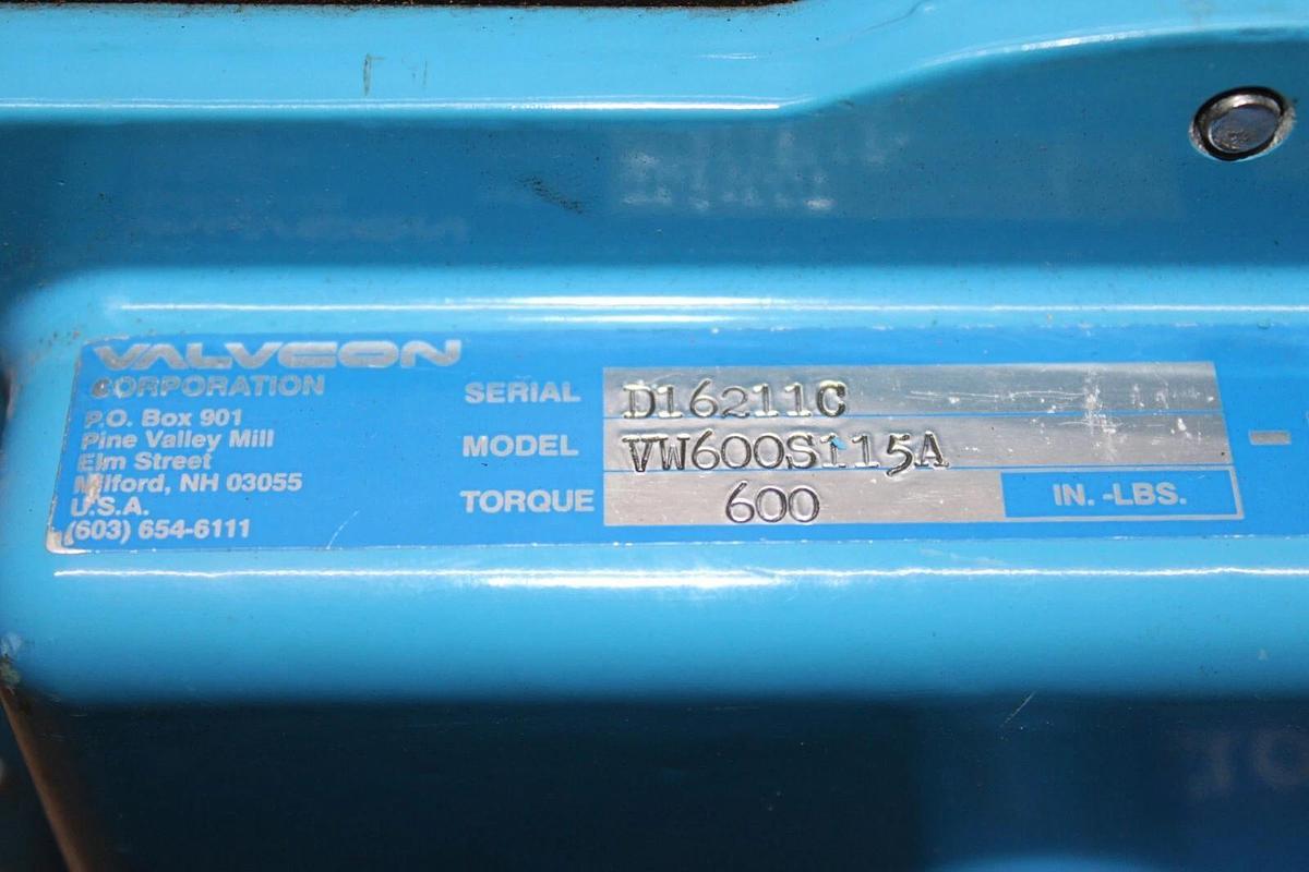 Used VALVCON ACTUATOR VW600S115A 600 IN-LBS 115 VAC 0.6 AMP 15 SEC CYCLE **WARRANTY**