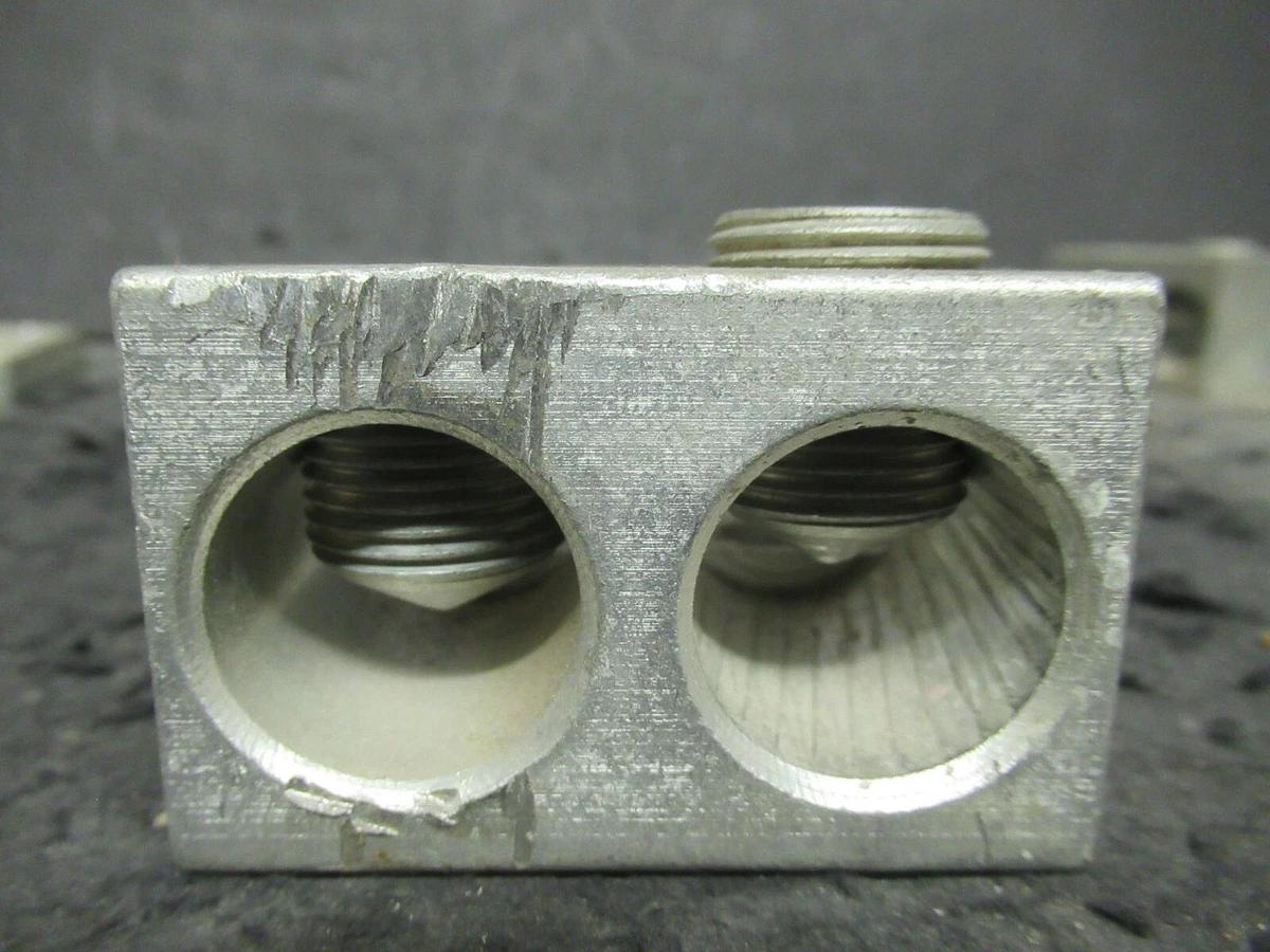 Used (3 QTY) ILSCO D899 2 DOUBLE BARREL MECHANICAL CONNECTOR LUG TAPS 600MCM - #2