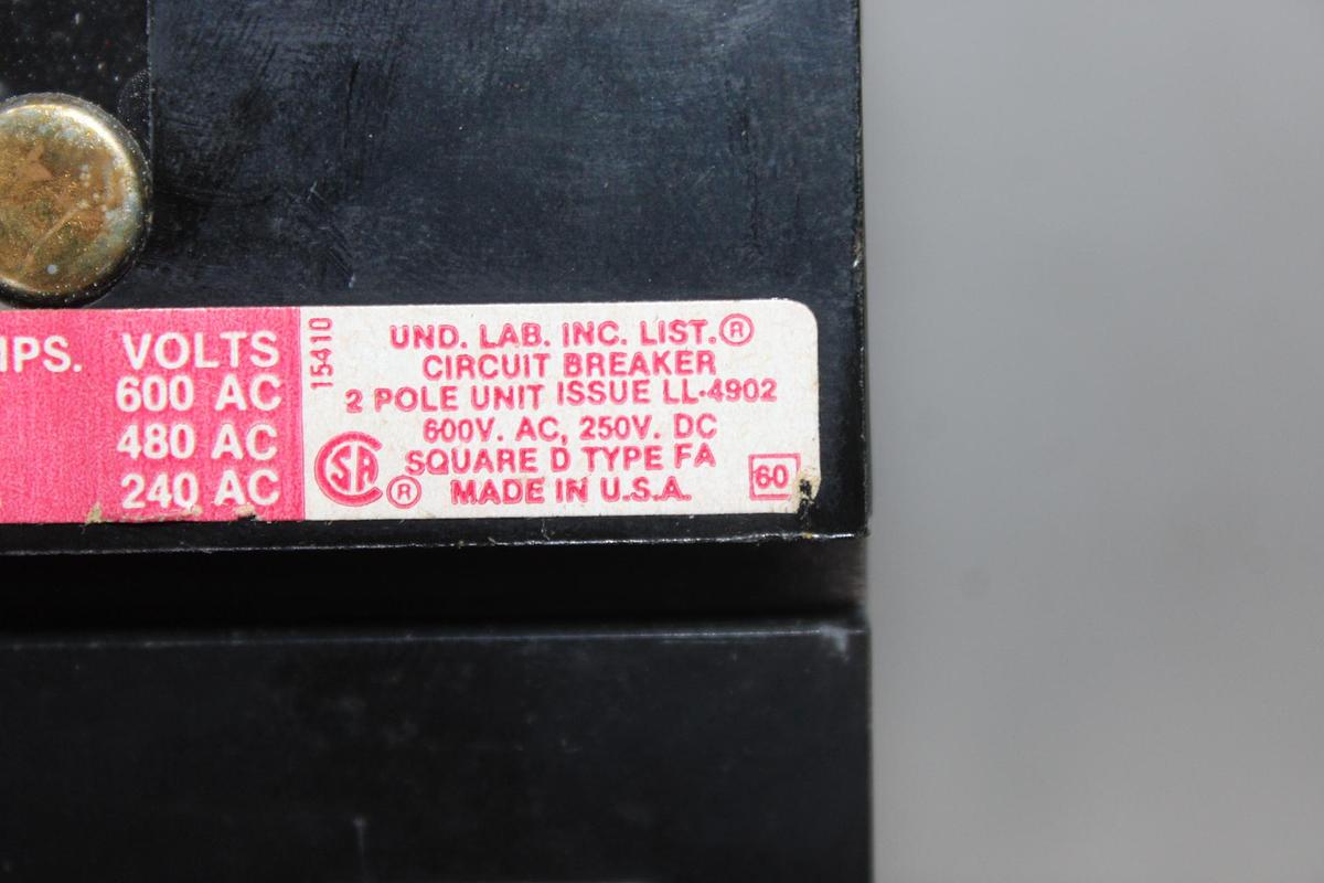 Used SQUARE D I-LINE CIRCUIT BREAKER FA34015 15 AMP 480 VAC 3-POLE