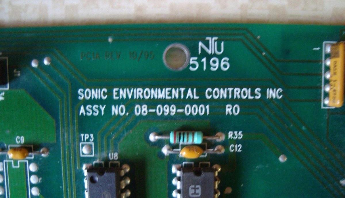Used SONIC ENVIRONMENTAL CONTROLS INC CIRCUIT BOARD ASSEMBLY # 08-099-0001
