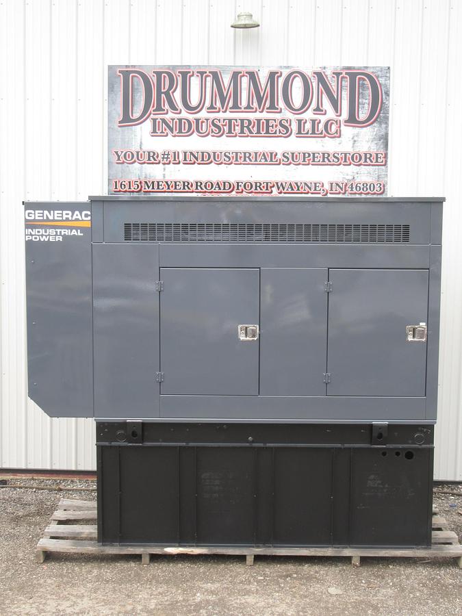 Used 60 KW DIESEL GENERATOR GENERAC 120/240 VOLT ONLY 355 HRS SOUND ENCLOSED VIDEO