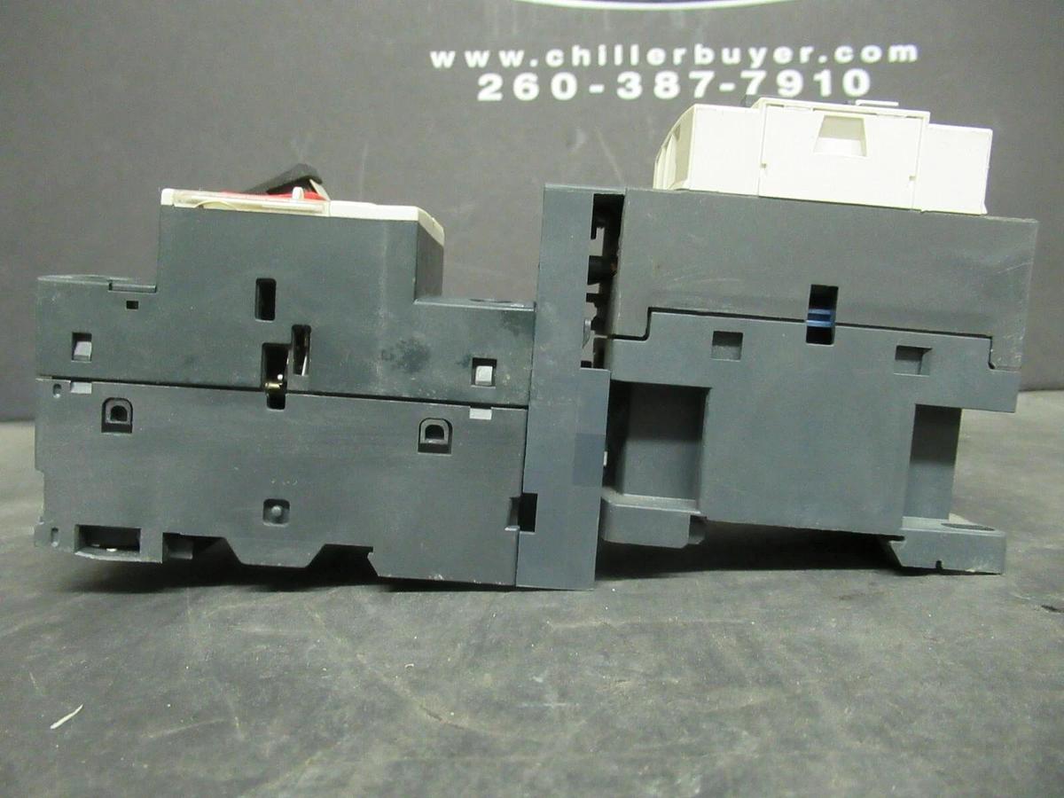 Used TELEMECANIQUE CONTACTOR LC1D09 600 VAC 25 AMP W/ GV2ME10 MANUAL MOTOR START