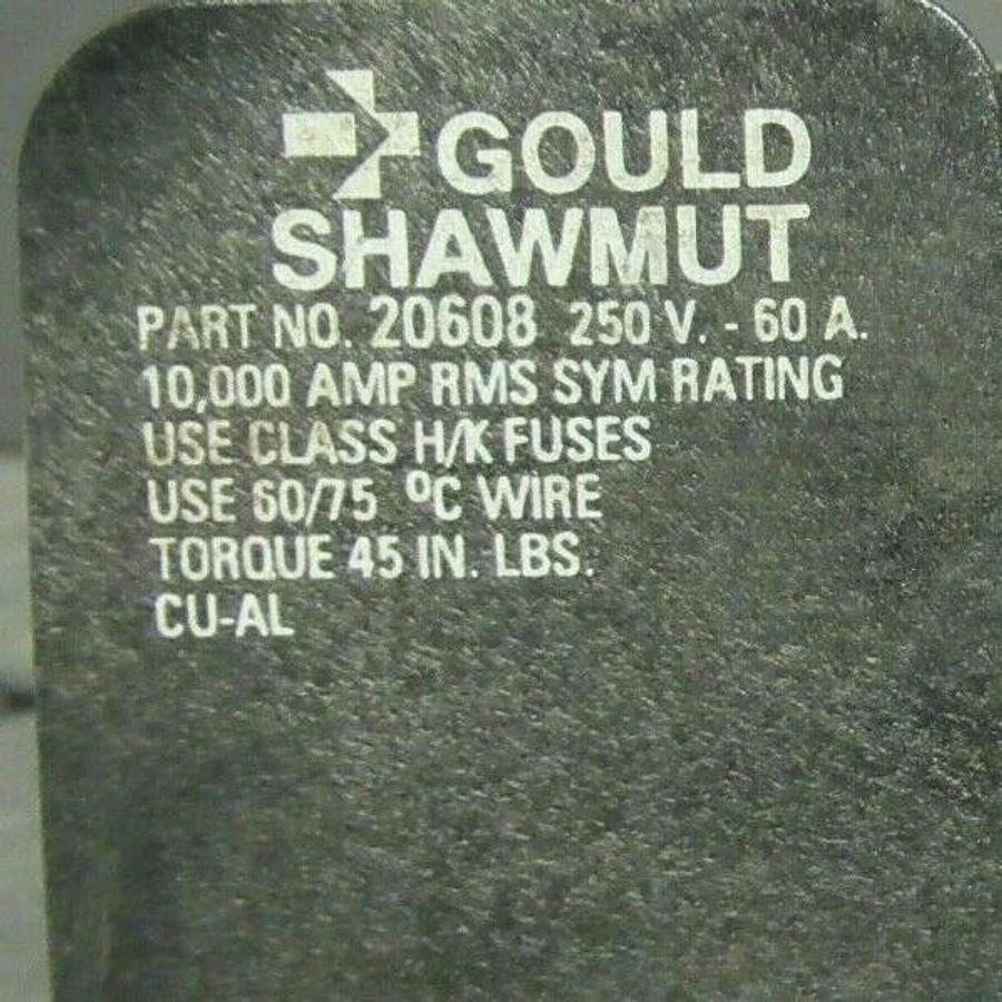 Used LOT OF 2 GOULD SHAWMUT FUSE HOLDER 20608 FOR 60 AMP 250 V FUSES **WARRANTY**
