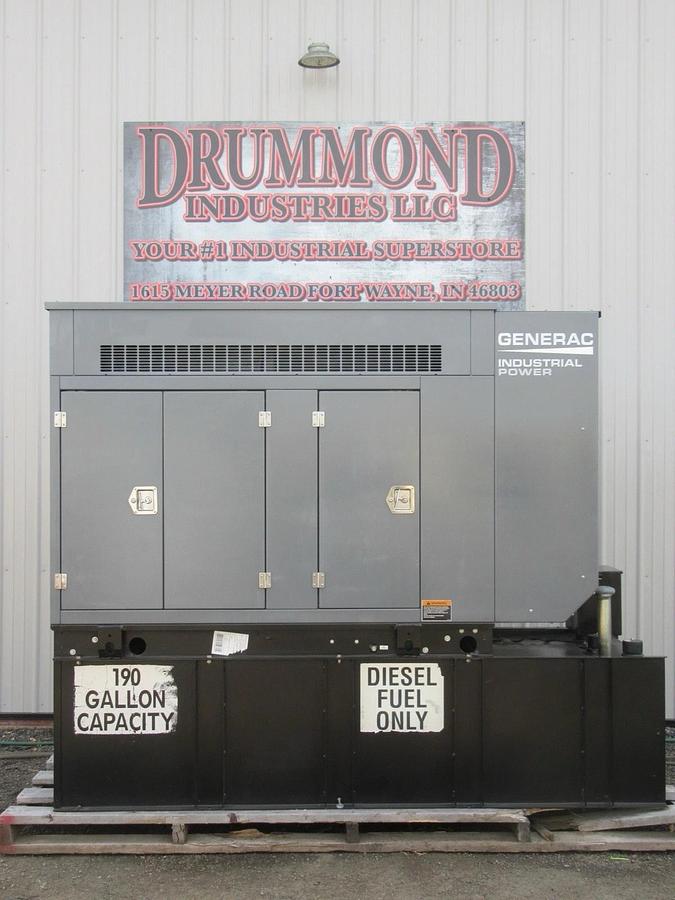 Used 48 KW DIESEL GENERATOR GENERAC 120/240 V FPT 346 HRS SOUND ENCLOSED VIDEO 50 KW