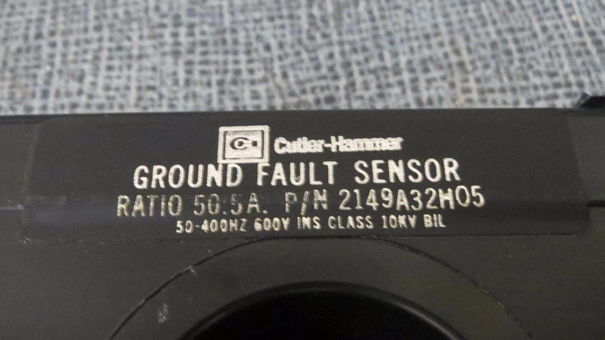 Used CUTLER HAMMER GROUND FAULT SENSOR RATIO 50:5A MODEL 2149A32M05