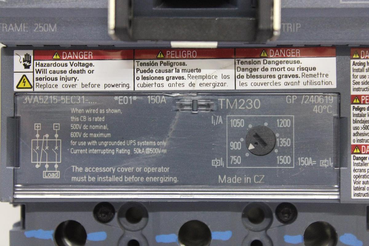 Used SQUARE D I-LINE CIRCUIT BREAKER MH36600 600 AMP 600 VAC 3-POLE