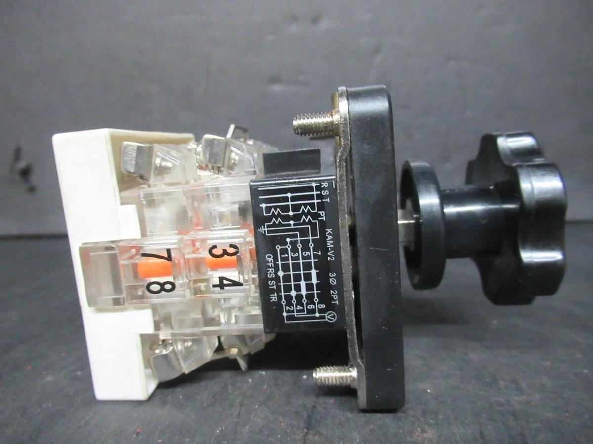Used KACON CAM AMMETER SELECTOR SWITCH KAM-S1 KAM-V2 3 PHASE 250 VAC 125 VDC 20 AMP