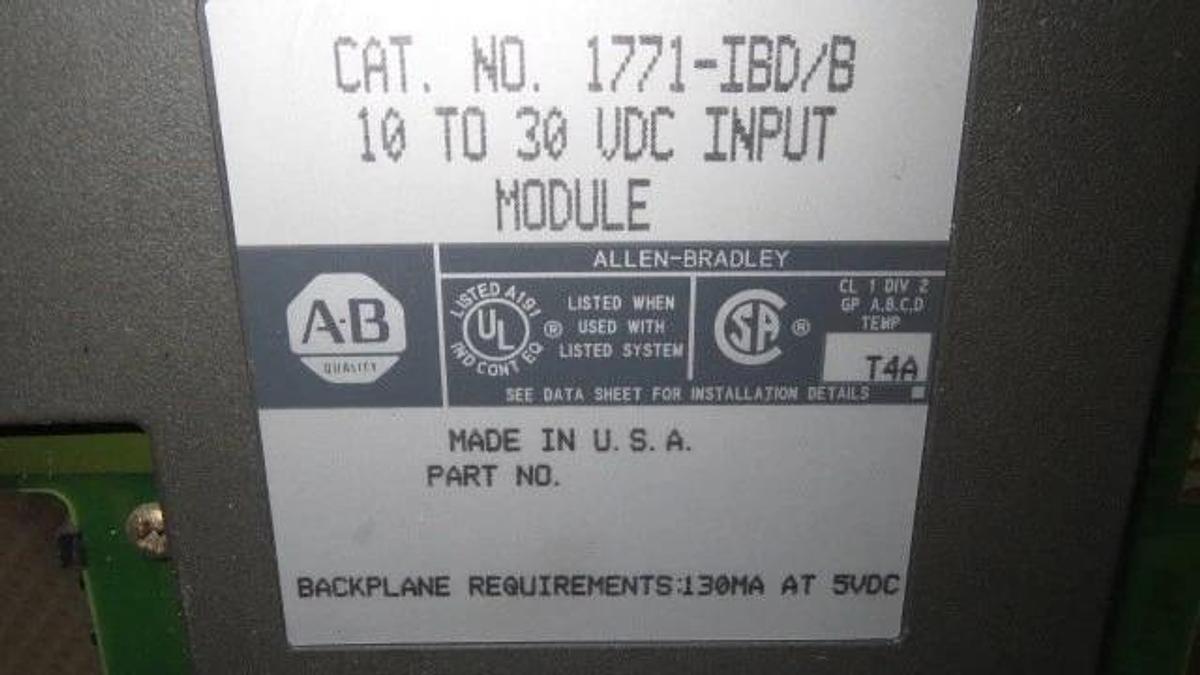 Used ALLEN BRADLEY 10 TO 30 VDC INPUT MODULE 1771-IBD/B **WARRANTY INCLUDED**