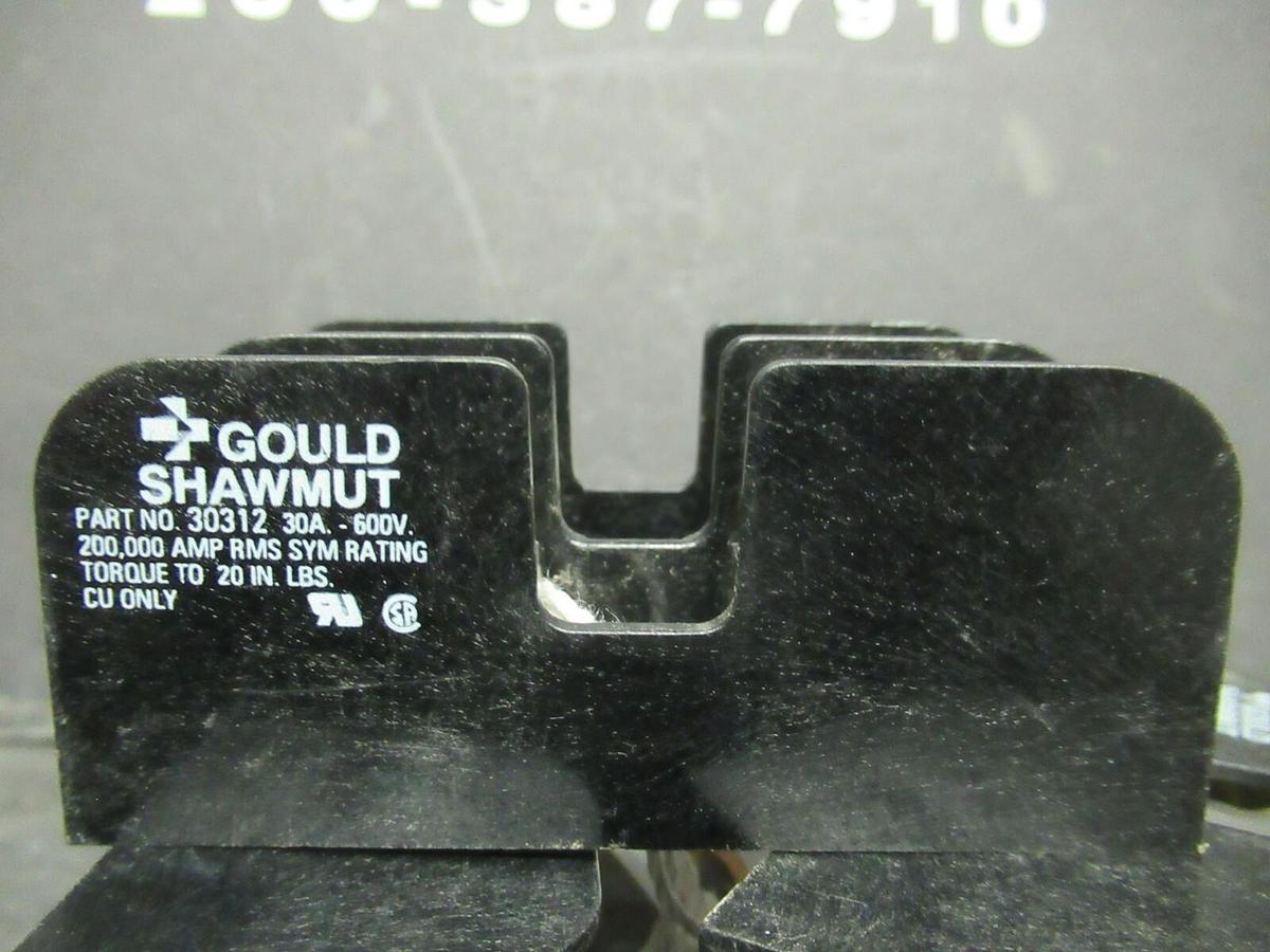 Used LOT OF 3 GOULD SHAWMUT FUSE HOLDER 30312 FOR 30 AMP 600 V FUSES