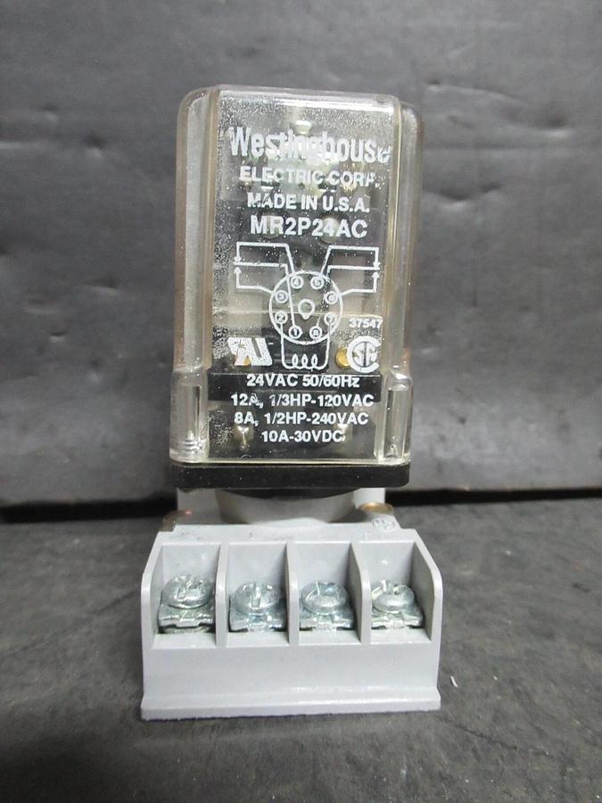Used WESTINGHOUSE RELAY MR2P24AC 240 VAC 12 AMP 1/2 HP COIL: 24 VAC **WARRANTY**
