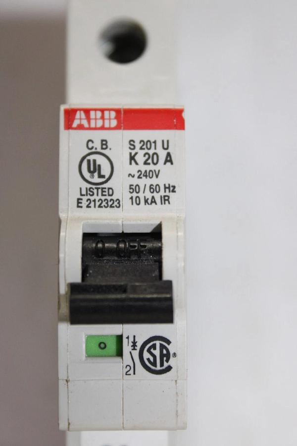 Used ABB CIRCUIT BREAKER S201U-K20A 240 VAC 1-POLE **WARRANTY INCLUDED**