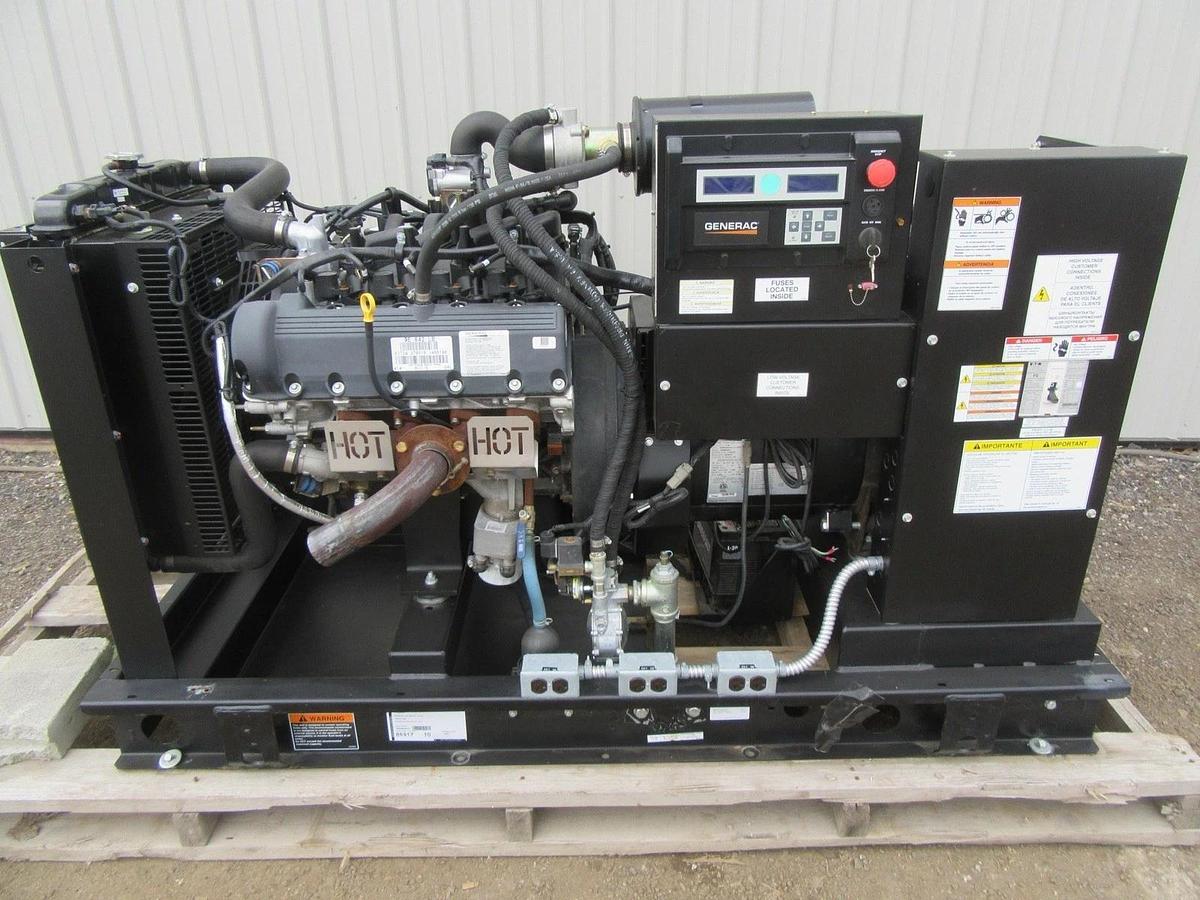 Used 35 KW GENERATOR GENERAC NATURAL GAS LP PROPANE 120/240 VOLT 1 PH 30 KW 40KW 2016