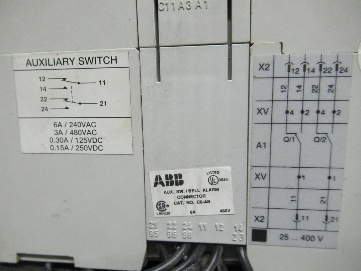 Used 150 AMP ABB BREAKER SACE S3 S3N 500 VDC 2 POLE W/ AUXILIARY SWITCH & UVR