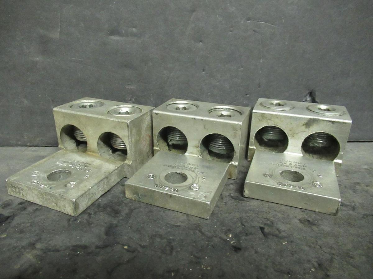 Used (3) QTY BURNDY K2A36U 2 (DOUBLE) BARREL MECHANICAL CONNECTOR LUG TAP 600MCM - 2
