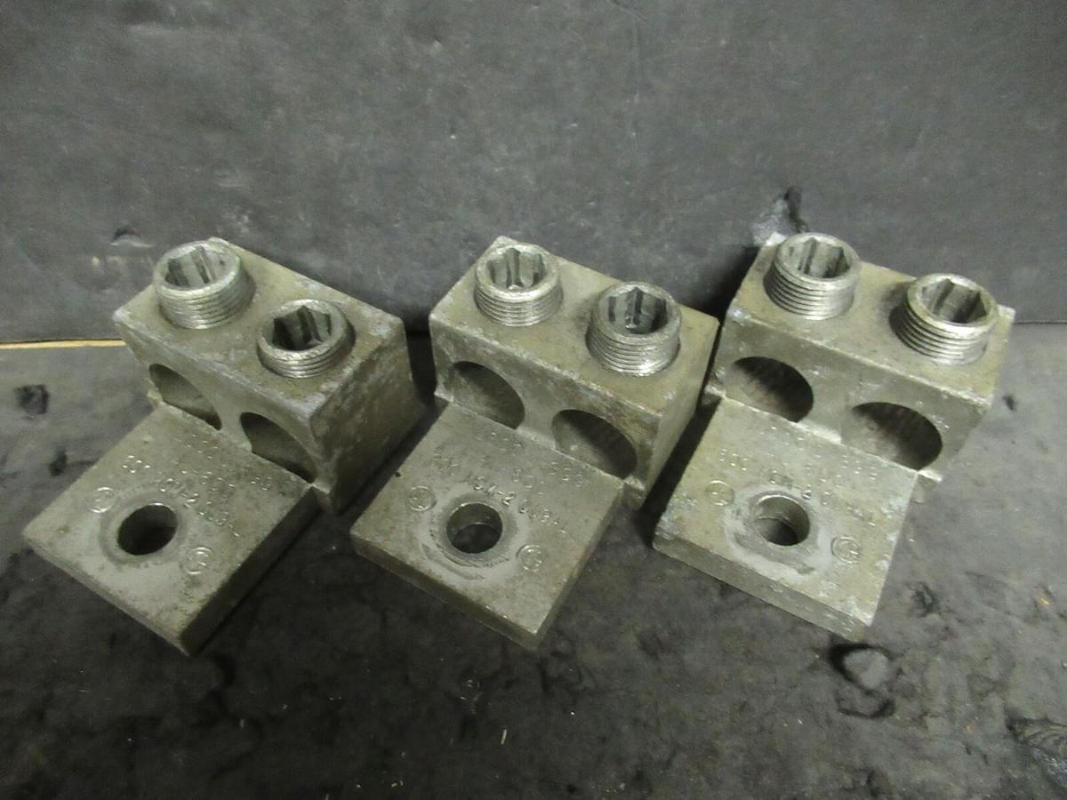 Used (3) QTY ILSCO D-899 2 (DOUBLE) BARREL MECHANICAL CONNECTOR LUG TAPS 600MCM - 2