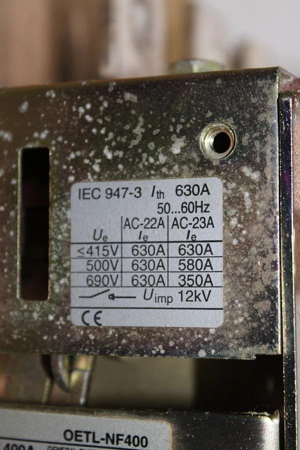 Used ABB OETL-NF400 GENERAL PURPOSE SWITCH 600 VAC 400 AMP 350 HP 3-PHASE