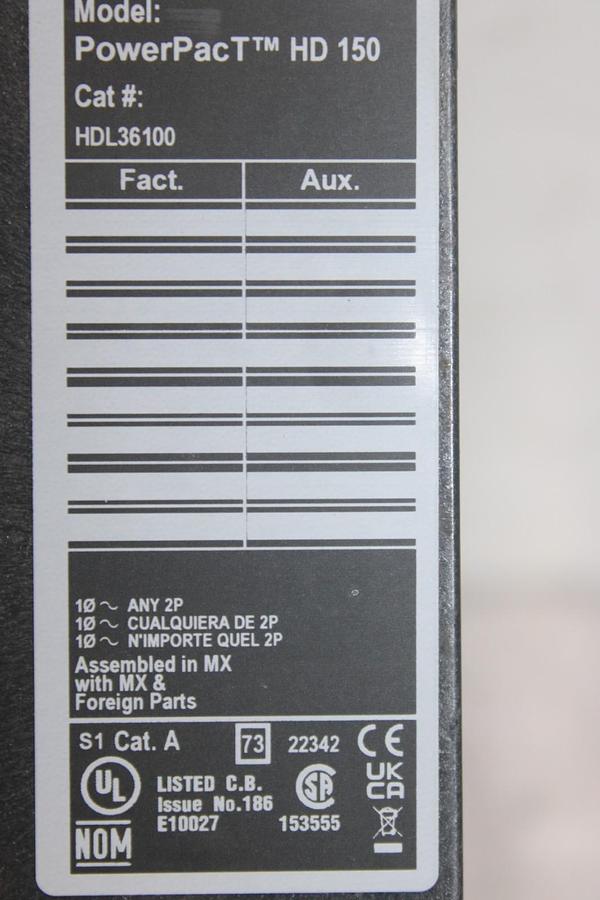 Used SQUARE D POWERPACT CIRCUIT BREAKER HDL36100 3-POLE 100 AMP 600 VAC *WARRANTY*