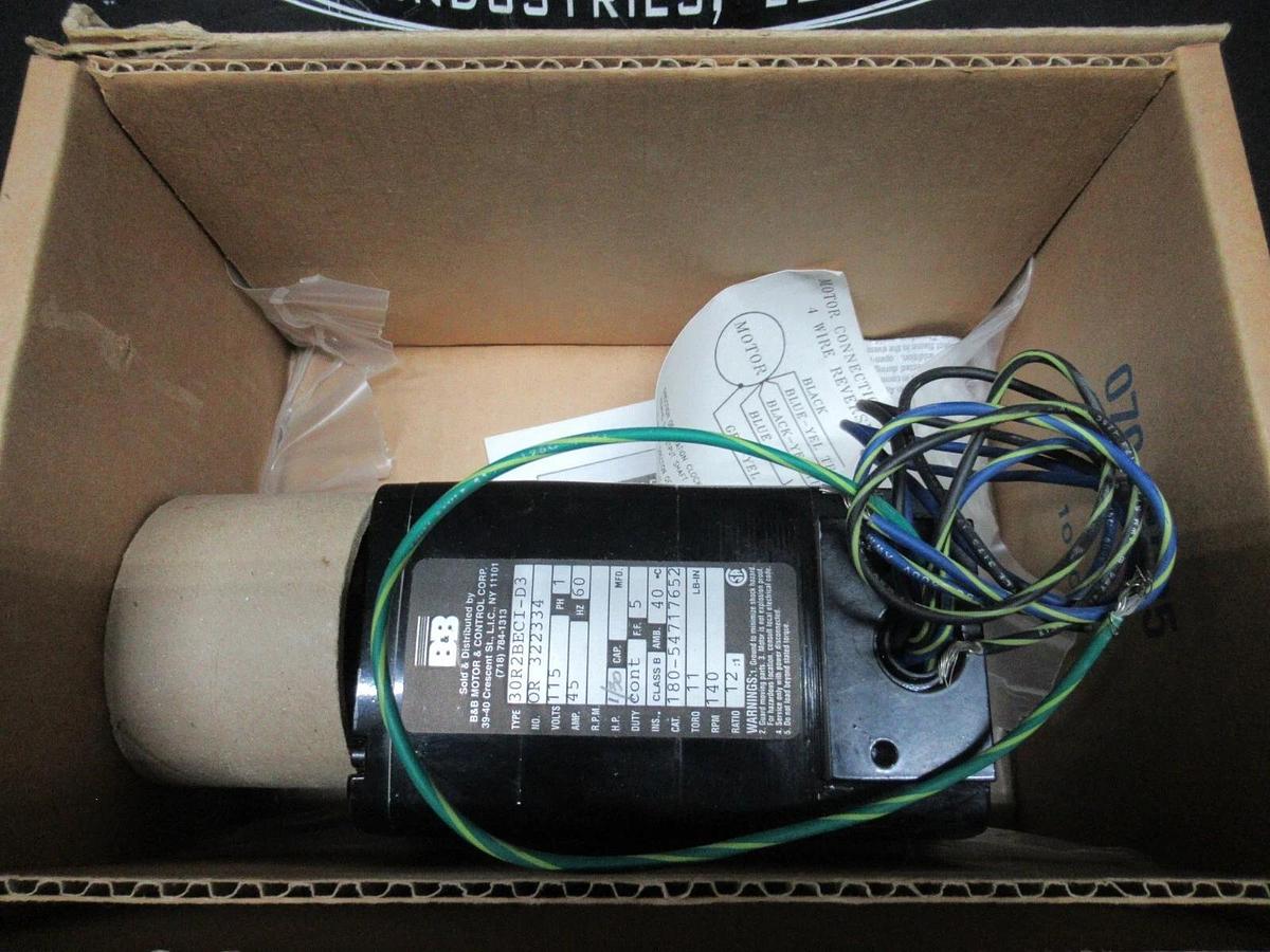 NEW SURPLUS B&B DC GEARMOTOR 30R2BECI-D3 115 VOLT 45 AMP 1 PHASE 1/30 HP
