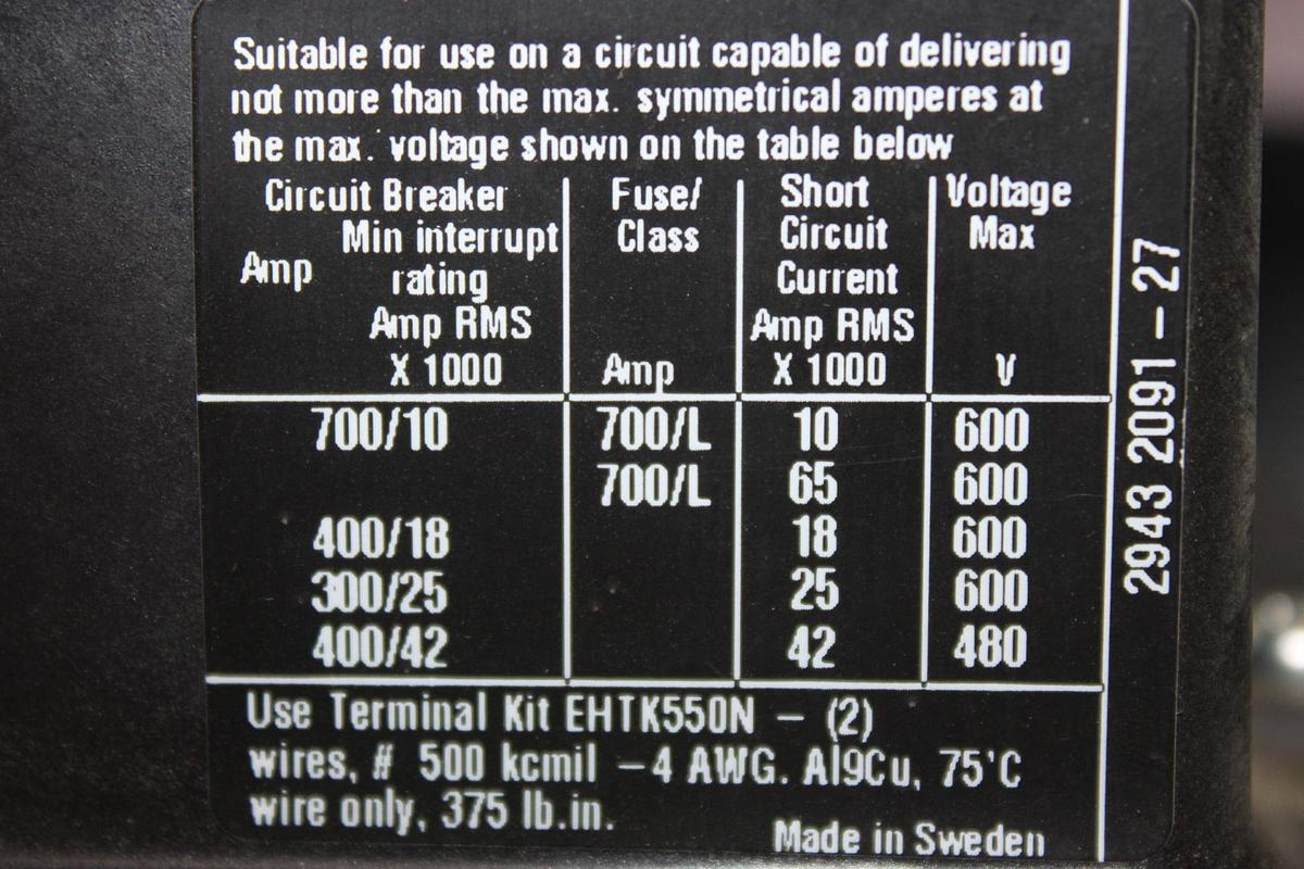 Used SQUARE D CIRCUIT BREAKER NXP361200GMT 1200 AMP 600 VAC 3-POLE