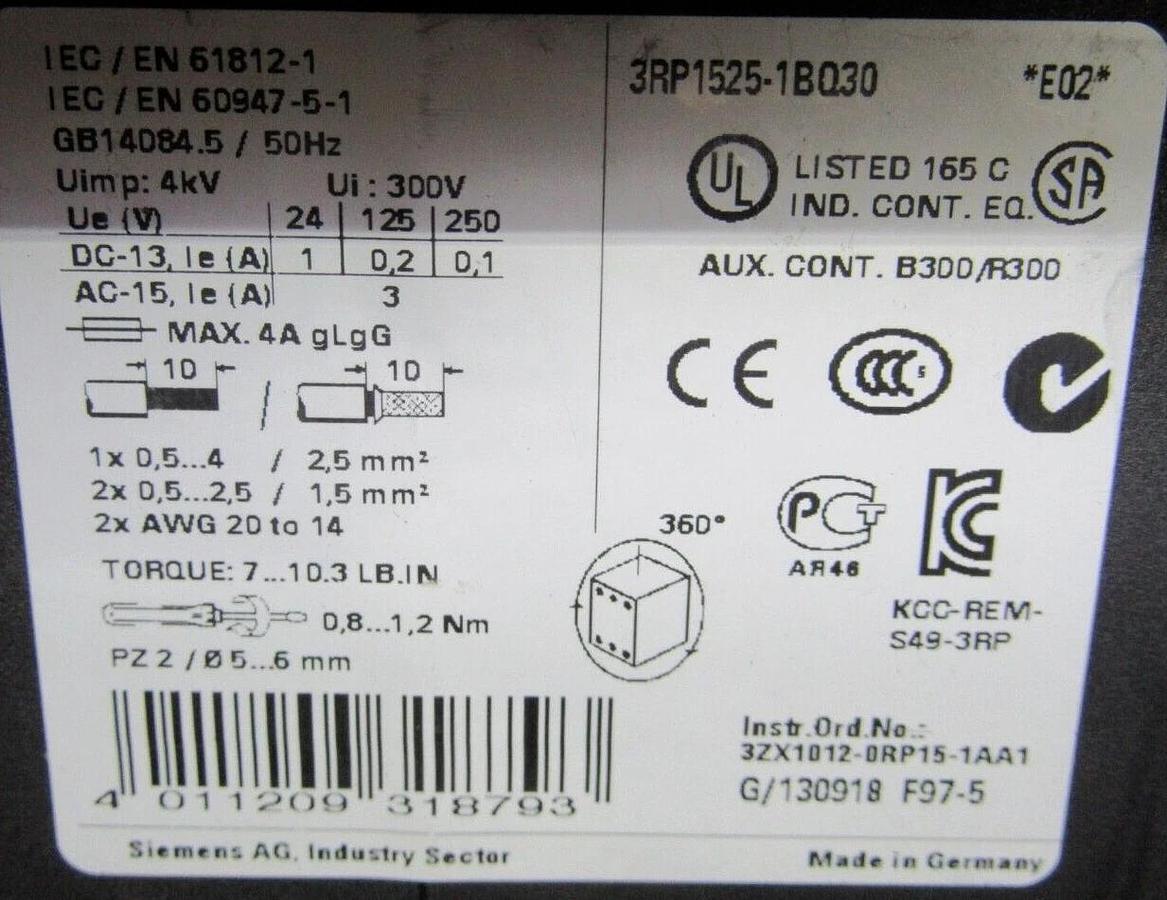Used LOT OF 2 SIEMENS 3RP1525-1BQ30 TIME DELAY RELAY 3 AMP 240 VOLT **WARRANTY**