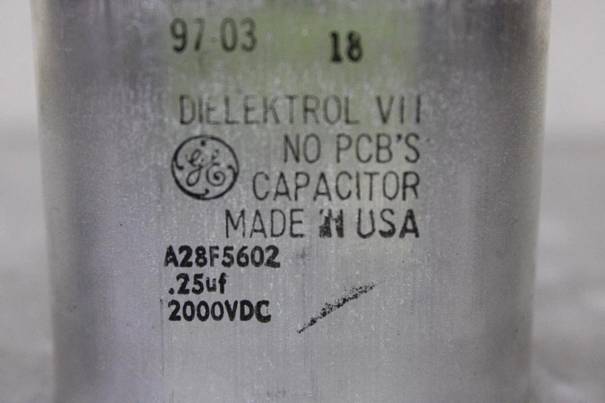Used GENERAL ELECTRIC DIELEKTROL VII CAPACITOR A28F5602 0.25 uF 2000 VDC *WARRANTY*