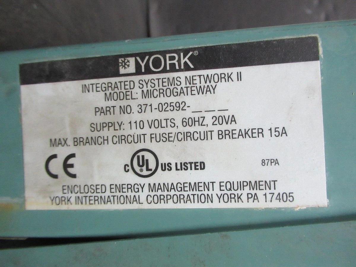 Used YORK INTEGRATED SYSTEMS NEWTWORK II 371-02592 110 VOLT 20 VA BOARD: 25-2698-18