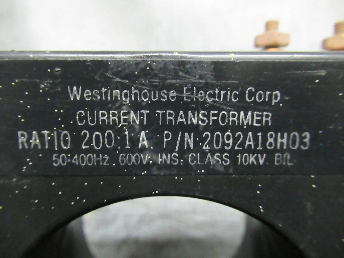 Used WESTINGHOUSE CT CAT: 2092A18H03 200:1 A 50-400 HZ 600 VOLTS **WARRANTY**