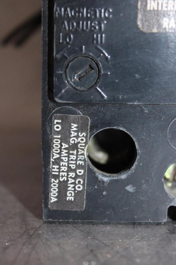 Used SQUARE D CIRCUIT BREAKER KAL362001021 200 AMP 600 VAC 3-POLE W/ SHUNT TRIP