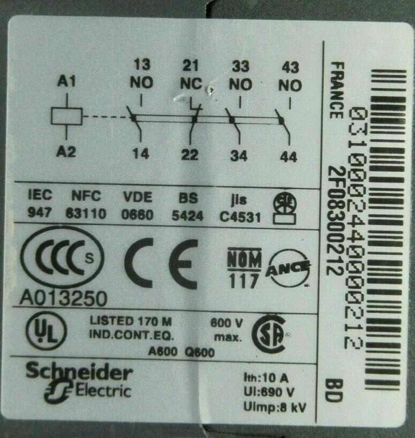 Used TELEMECANIQUE CONTACTOR CA3KN31BD 10 AMP 600 VAC COIL: 24 VDC **WARRANTY**