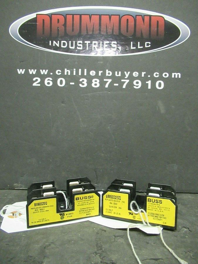 Used LOT OF 2 BUSSMAN FUSE HOLDER BM6032SQ FOR 30 AMP 600 V FUSES **WARRANTY**