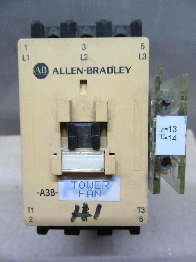 Used ALLEN BRADLEY CONTACTOR 100-A38N*3 600 VOLT 38 AMP 30 HP COIL: 110/120 VOLT