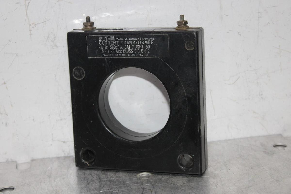 Used EATON CURRENT TRANSFORMER 7-ASHT-501 500:5A 50-400 HZ **WARRANTY**