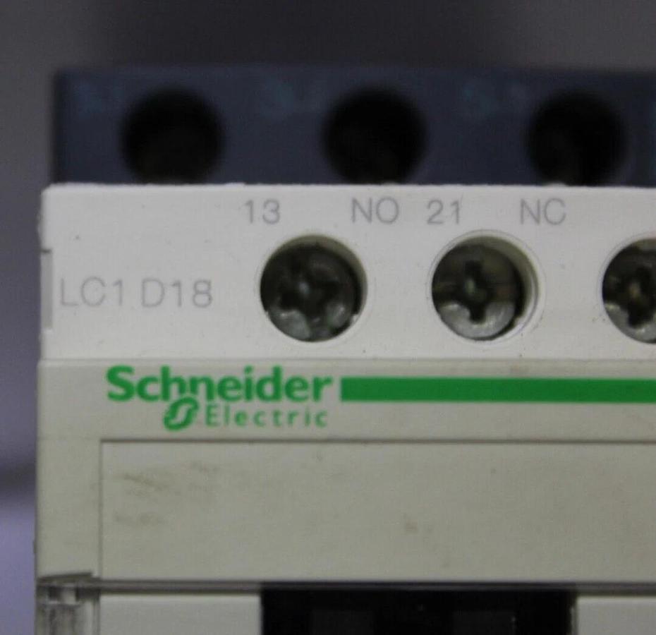 Used SCHNEIDER CONTACTOR LC1D18 32 AMP 600 VAC 3-POLE 3-PHASE 10 KW COIL: 120V