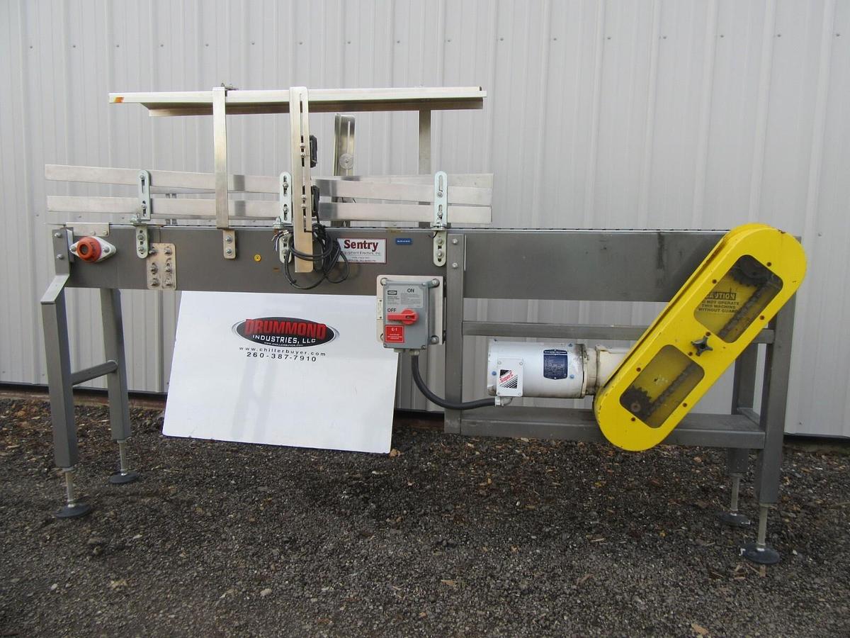 Used 4 1/2"  X 80" LONG SENTRY PLASTIC BELT BOTTLE CONVEYOR 1 HP 230/460 V 3 PH