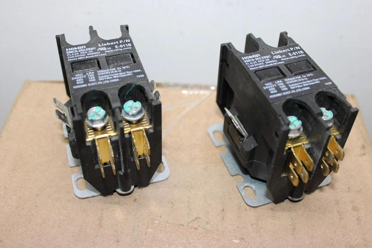 Used LOT OF 2 HOMER CONTACTOR XMC0-252-EBBC E-011B 25 AMP 600 VOLT 3-POLE COIL: 24V