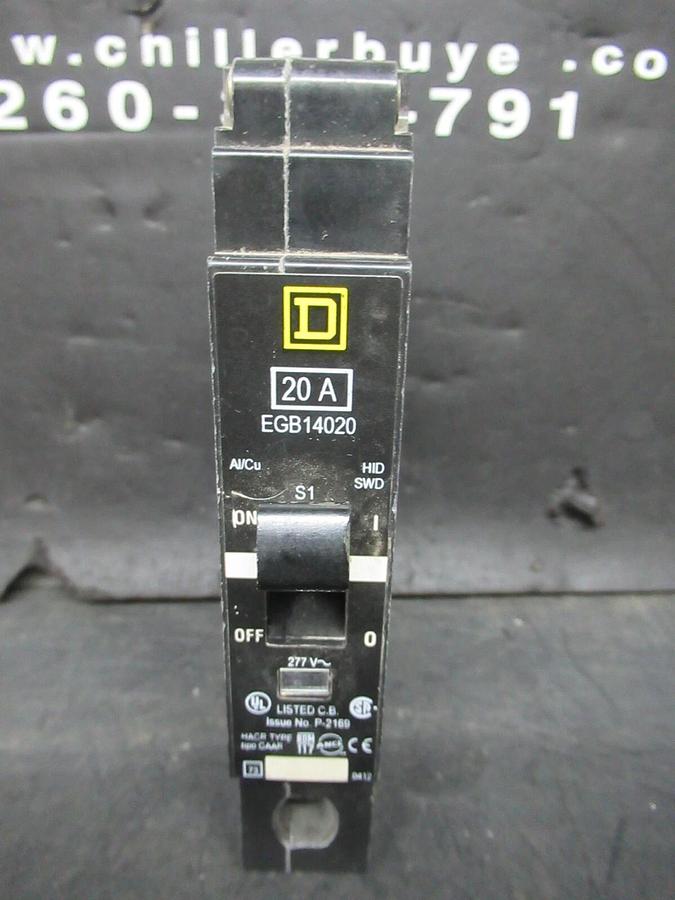 Used SQUARE D SINGLE POLE BREAKER EGB14020 20 AMP 277 VAC **WARRANTY INCLUDED**