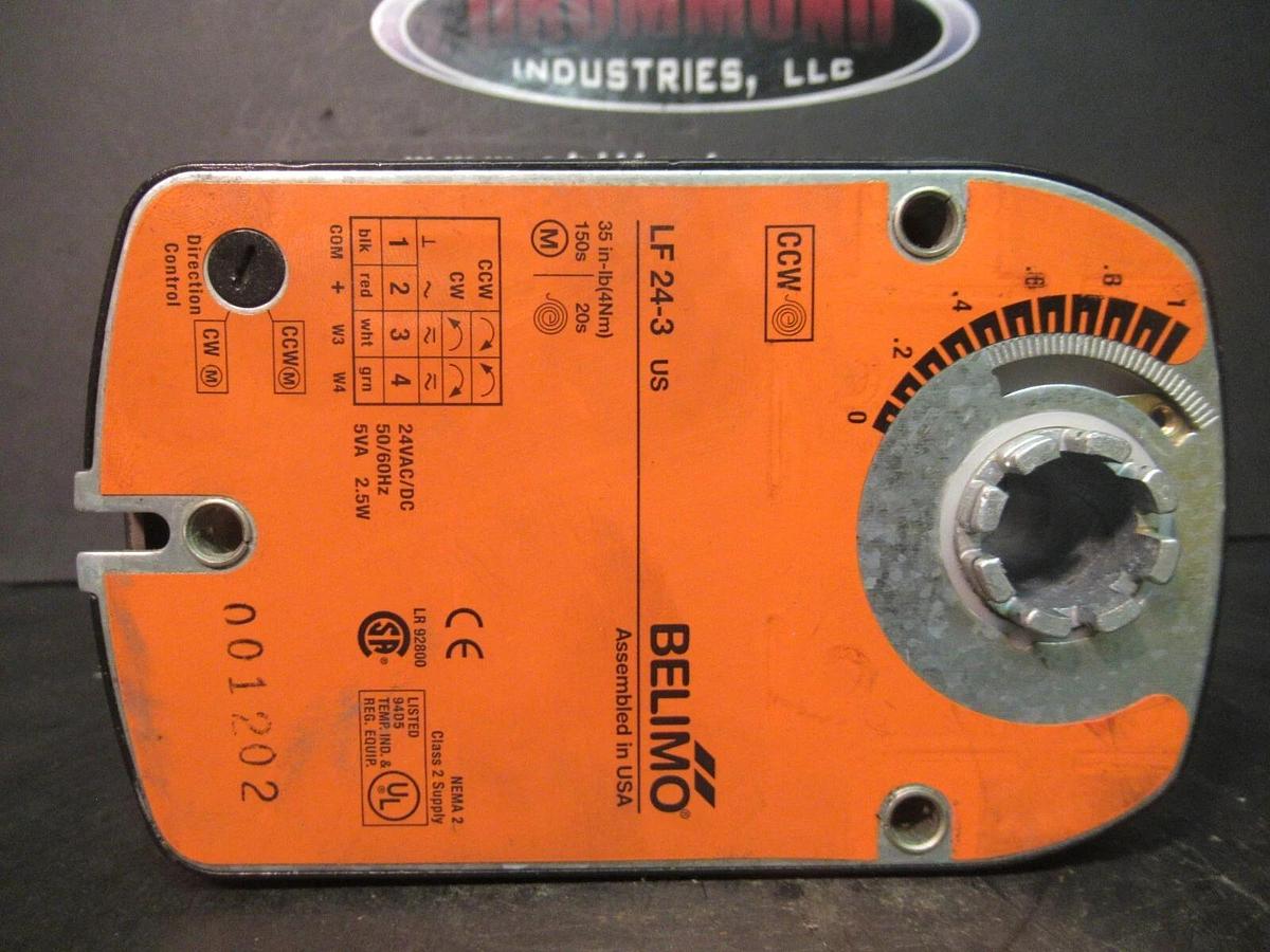 Used BELIMO SPRING RETURN ACTUATOR LF24-3 US 24 VAC/DC 5 VA 2.5 W 150S 20S 35 IN-LB